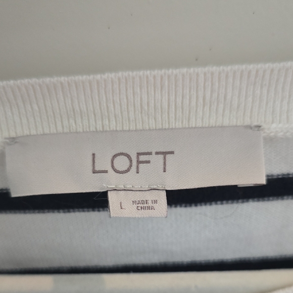 LOFT White and Black Striped Sweatshirt with Red Heart - Picture 2 of 3